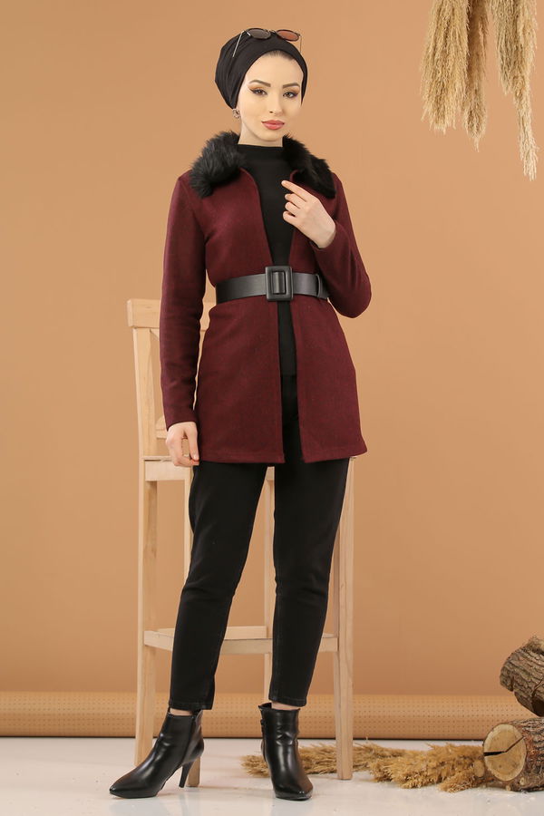 Kürk Detay Ceket  Bordo - 8280 Bordo - 8280