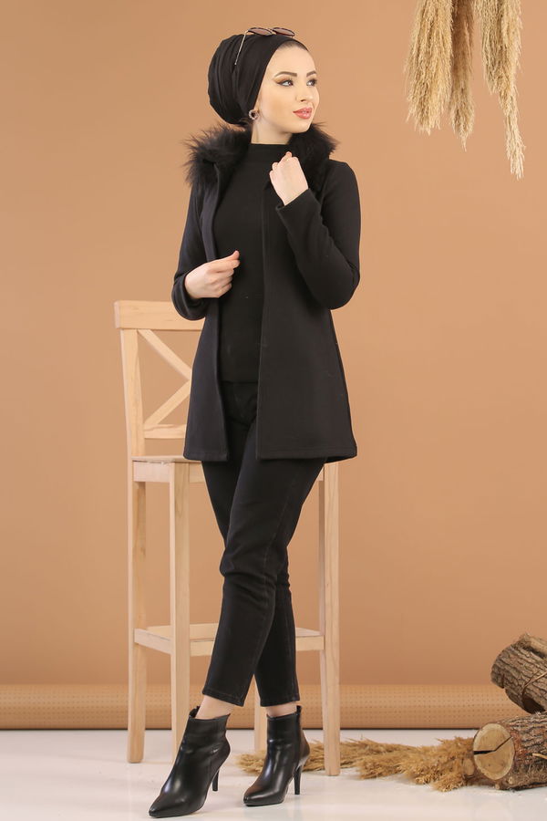 Kürk Detay Ceket Siyah - 8280 Siyah - 8280