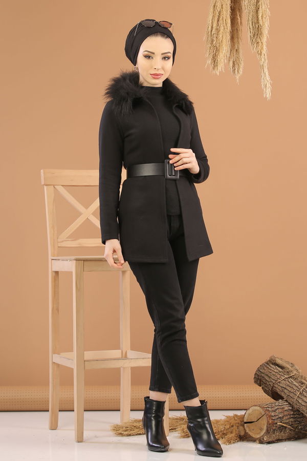 Kürk Detay Ceket Siyah - 8280 Siyah - 8280