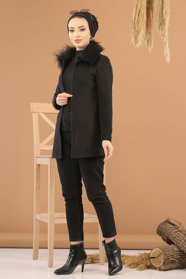 Kürk Detay Ceket Siyah - 8280 Siyah - 8280
