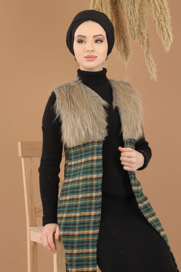 Kürk Detay Yelek Yeşil - 8282 Yeşil - 8282 YEŞİL