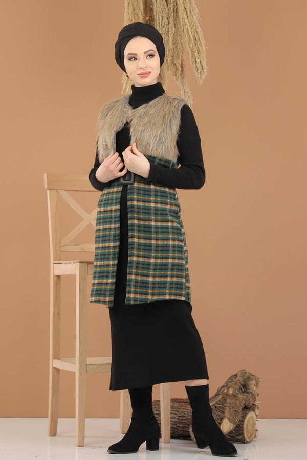 Kürk Detay Yelek Yeşil - 8282 Yeşil - 8282 YEŞİL