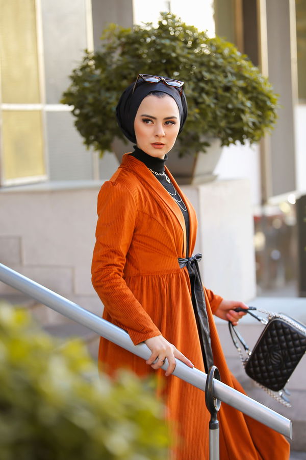Kadife Ceket Haki  Kiremit - 1316