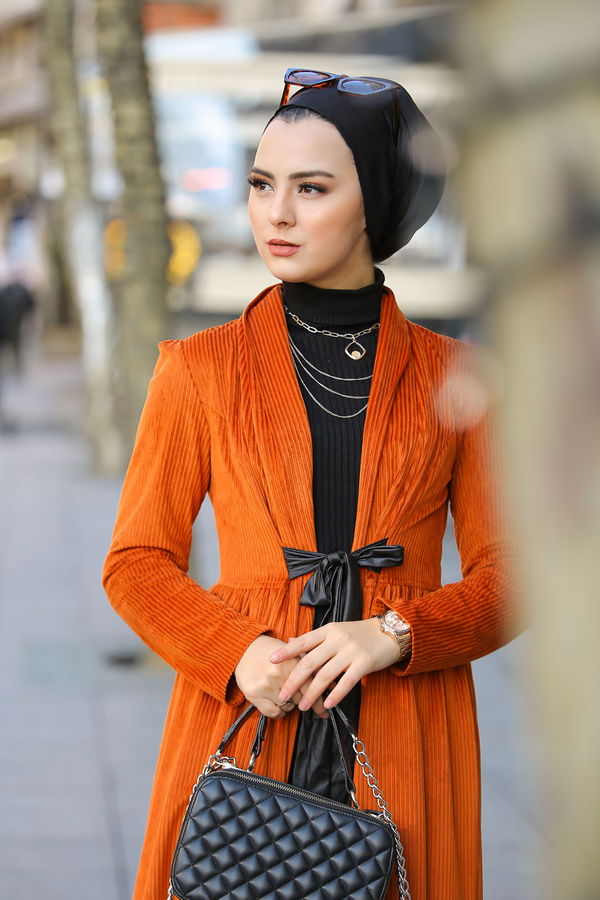 Kadife Ceket Haki  Kiremit - 1316