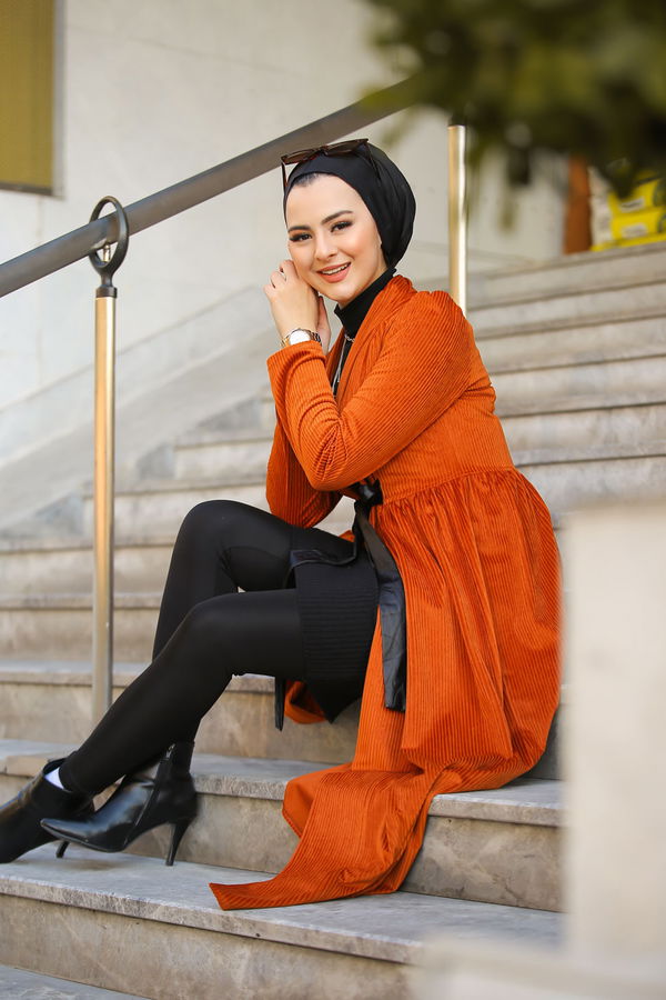 Kadife Ceket Haki  Kiremit - 1316
