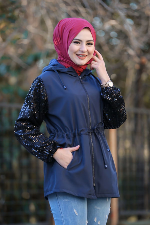 Trenç Mont Astarlı Siyah  Lacivert - 1293 LACİVERT