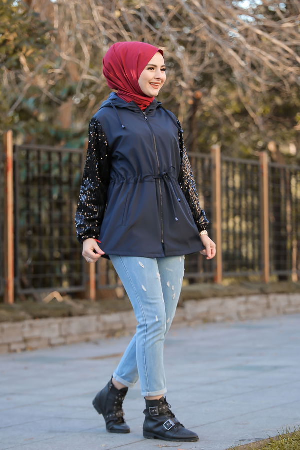 Trenç Mont Astarlı Siyah  Lacivert - 1293 LACİVERT