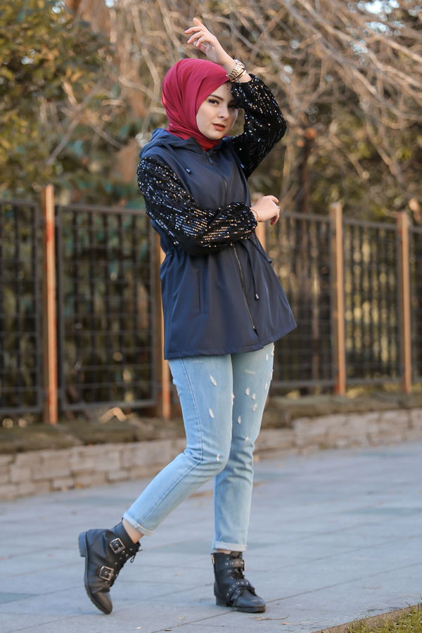 Trenç Mont Astarlı Siyah  Lacivert - 1293 LACİVERT