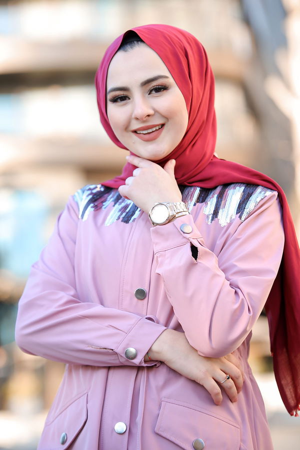 Pullu Trenç Mont Siyah  Pembe - 1301
