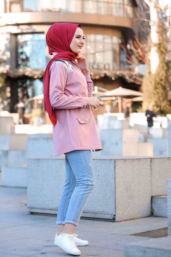Pullu Trenç Mont Siyah  Pembe - 1301