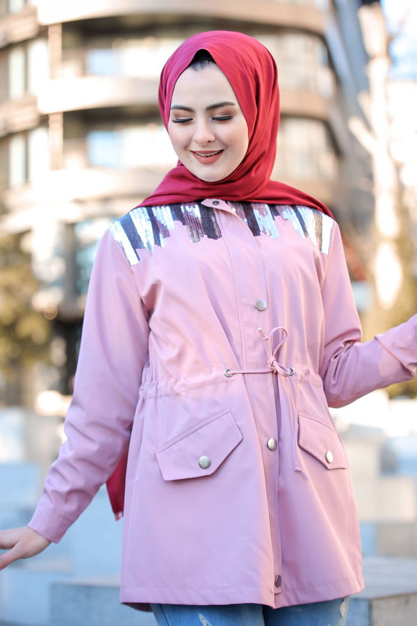 Pullu Trenç Mont Siyah  Pembe - 1301