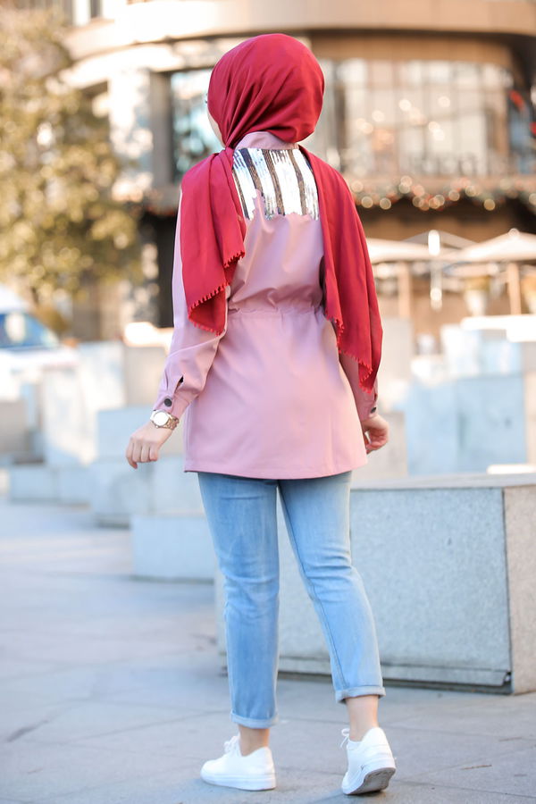 Pullu Trenç Mont Siyah  Pembe - 1301