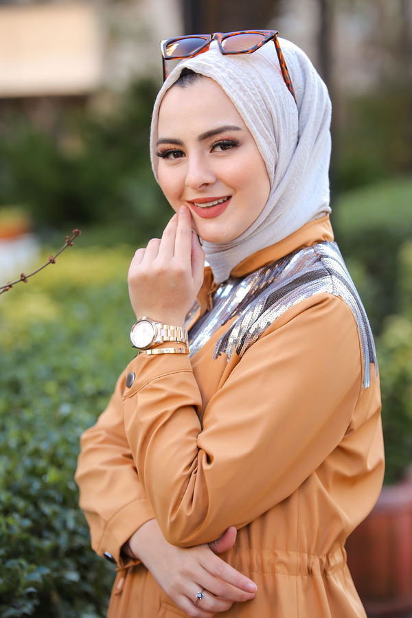 Pullu Trenç Mont Siyah  Sarı - 1301 Sarı