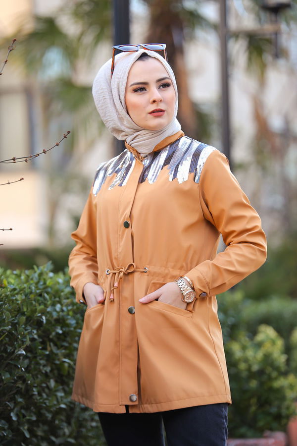 Pullu Trenç Mont Siyah  Sarı - 1301 Sarı