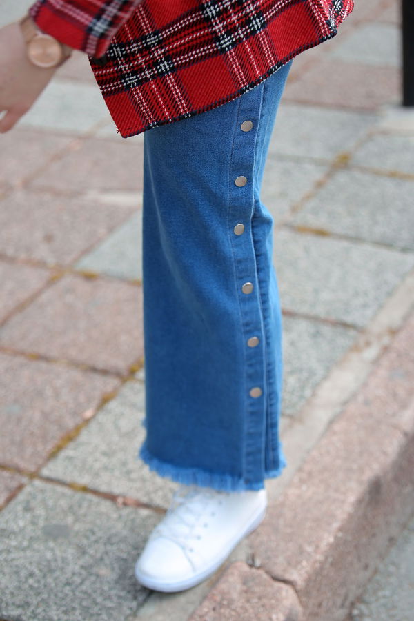 Bol Paça Kot Pantolon Mavi - 8298 Mavi - 8298 MAVİ