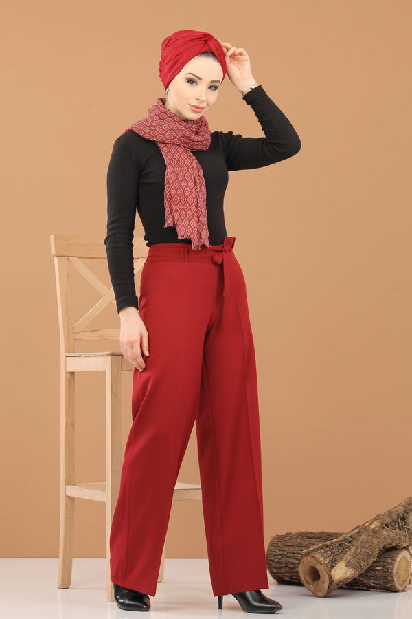 Kuşaklı Pantolon Bordo - 6575 Bordo - 6575 BORDO