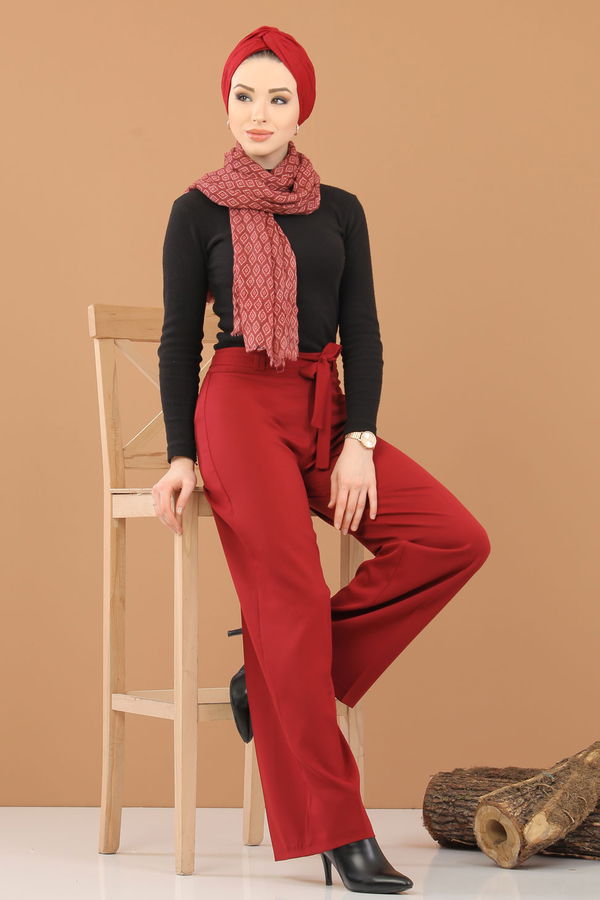 Kuşaklı Pantolon Bordo - 6575 Bordo - 6575 BORDO