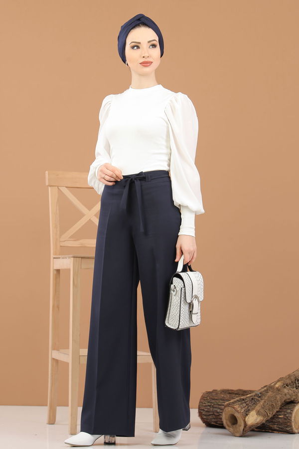 Kuşaklı Pantolon Lacivert - 6575 Lacivert - 6575 LACİVERT