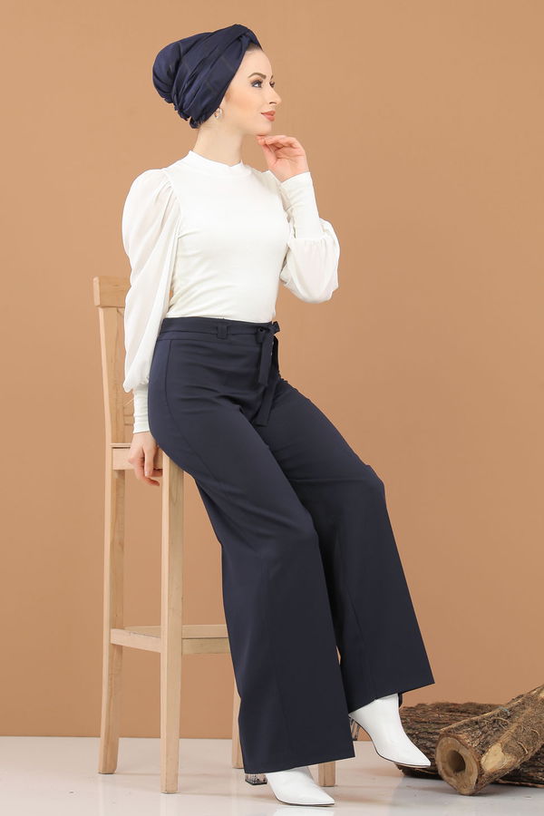 Kuşaklı Pantolon Lacivert - 6575 Lacivert - 6575 LACİVERT