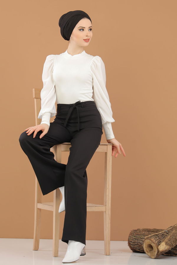 Kuşaklı Pantolon Siyah - 6575 Siyah - 6575 SİYAH