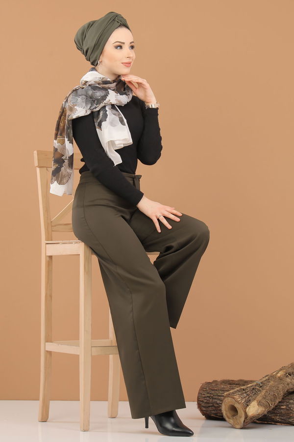 Kuşaklı Pantolon Haki - 6575 Haki - 6575