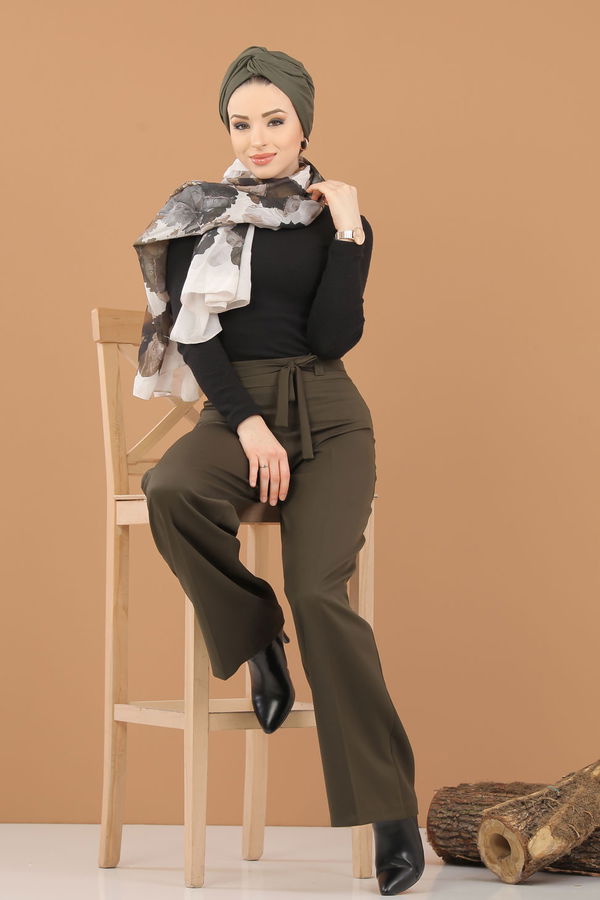 Kuşaklı Pantolon Haki - 6575 Haki - 6575