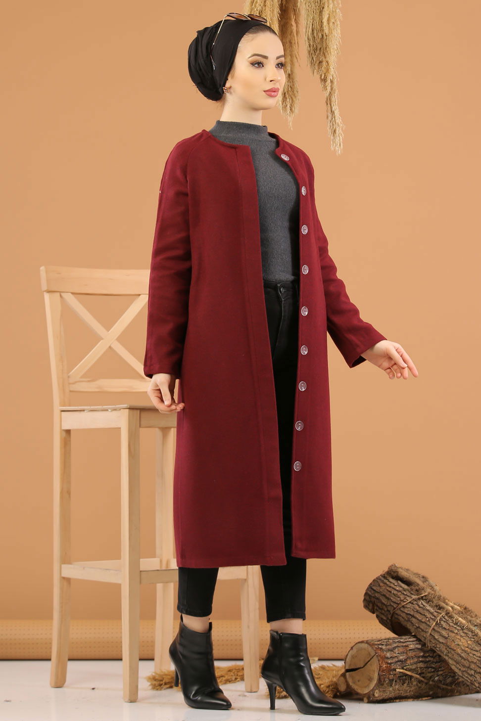 8341 DÜGMELİ KAP Bordo - 8341 BORDO