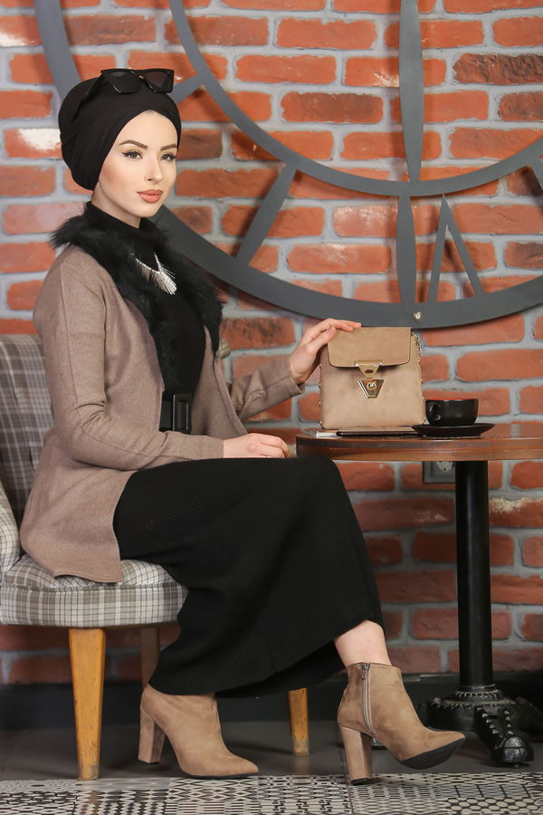 8315 KÜRKLÜ CEKET Vizon - 8315 VİZON