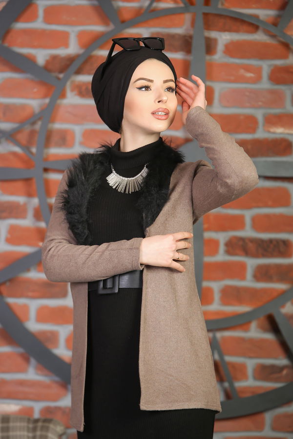 8315 KÜRKLÜ CEKET Vizon - 8315 VİZON