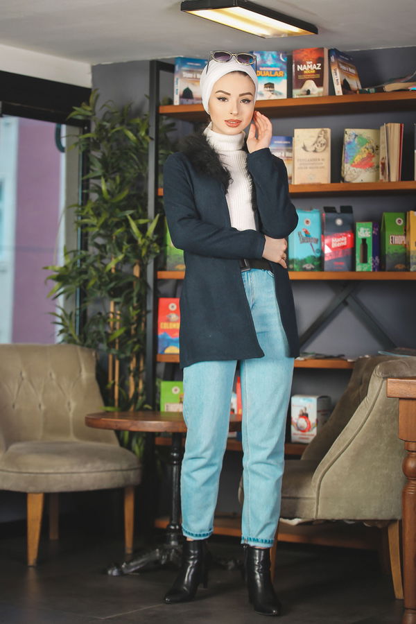 8315 KÜRKLÜ CEKET Lacivert - 8315 LACİVERT