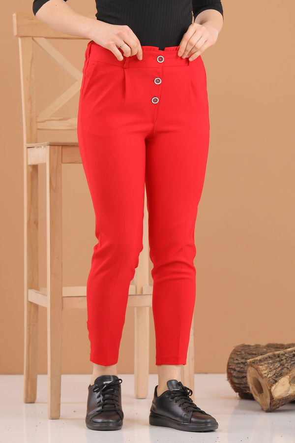 8377 KUMAŞ PANTOLON Kırmızı - 8377 Kırmızı