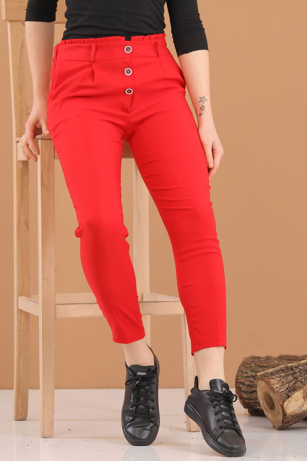 8377 KUMAŞ PANTOLON Kırmızı - 8377 Kırmızı