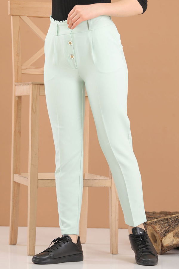 8377 KUMAŞ PANTOLON Yeşil - 8377 YEŞİL