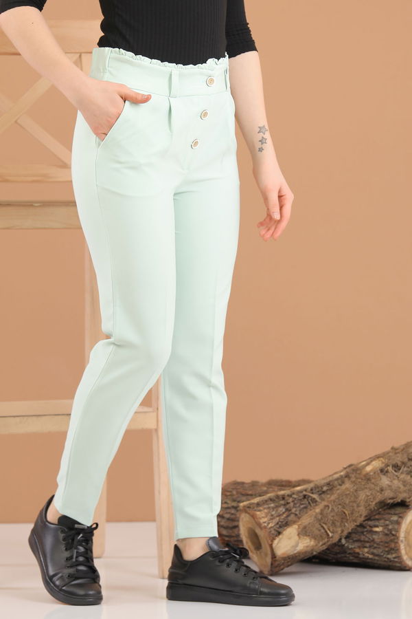 8377 KUMAŞ PANTOLON Yeşil - 8377 YEŞİL