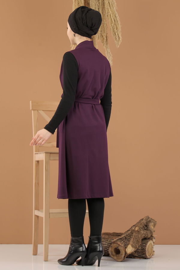 8383 KUŞAKLI YELEK Mor - 8383