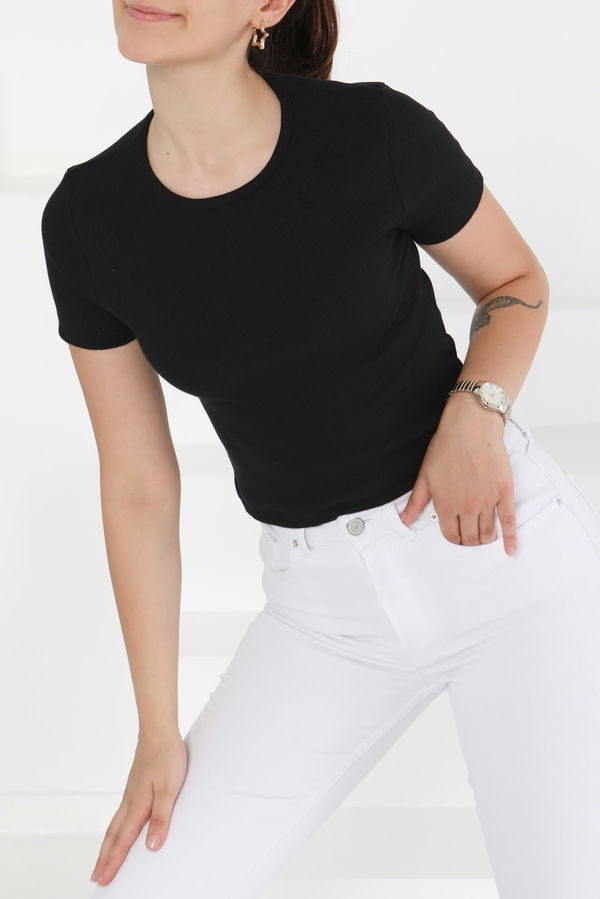 Kısa Kollu Body - 27418 SİYAH