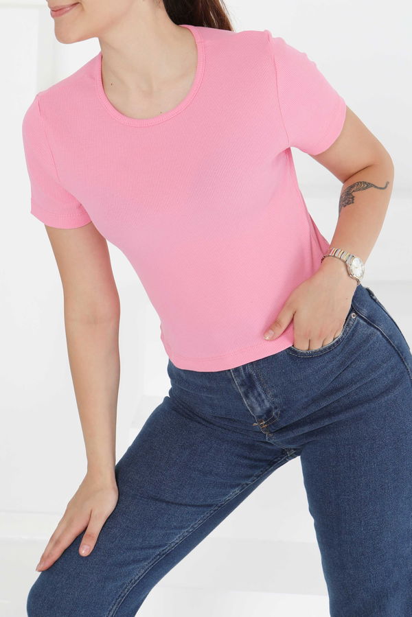 Kısa Kollu Body - 27418 PEMBE