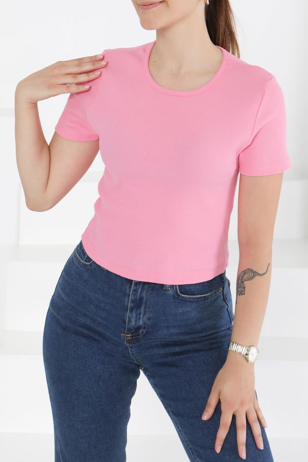 Kısa Kollu Body - 27418 PEMBE