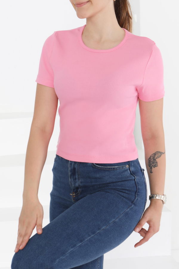 Kısa Kollu Body - 27418 PEMBE