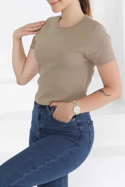 Kısa Kollu Body - 27418 VİZON