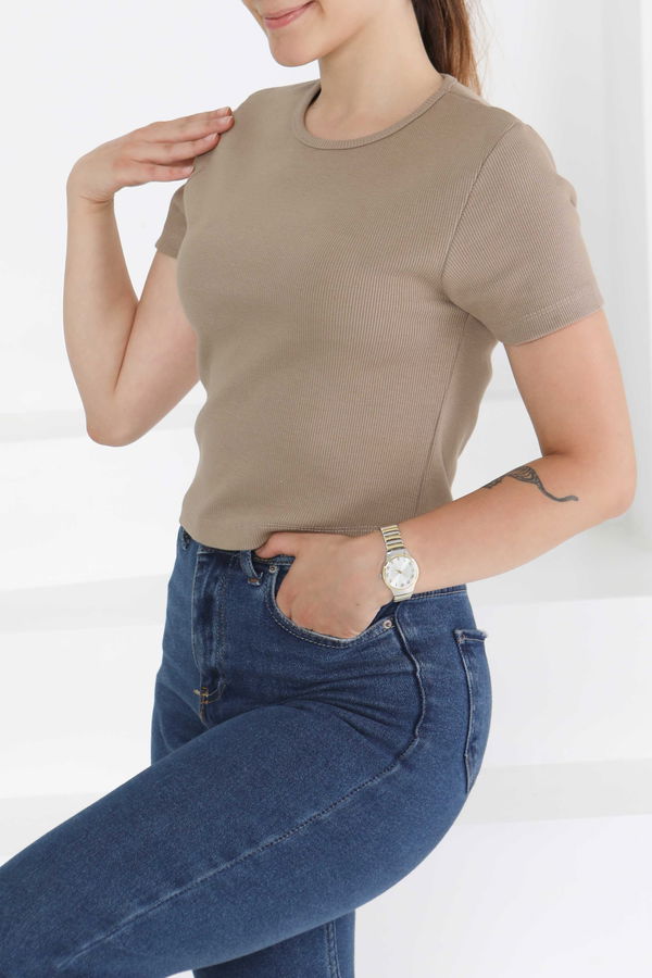 Kısa Kollu Body - 27418 VİZON