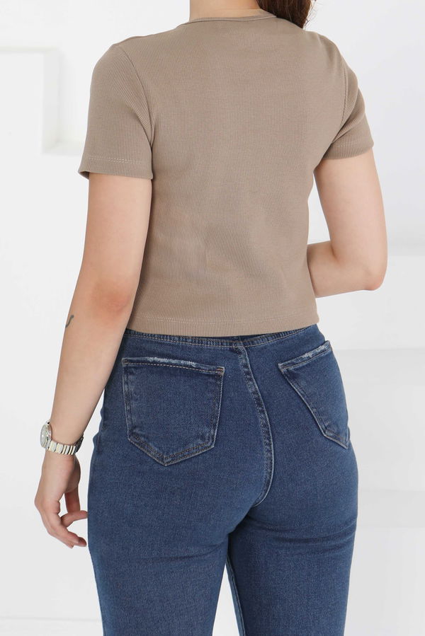 Kısa Kollu Body - 27418 VİZON