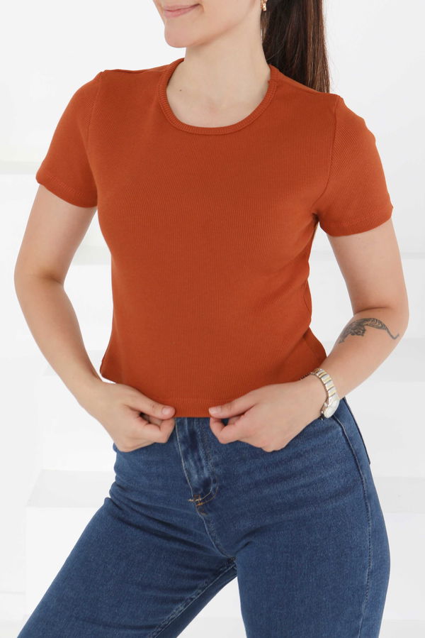 Kısa Kollu Body - 27418 KİREMİT