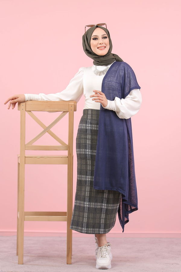Yelek Etek Kombin Lacivert - 8296 Lacivert - 8296 LACİVERT