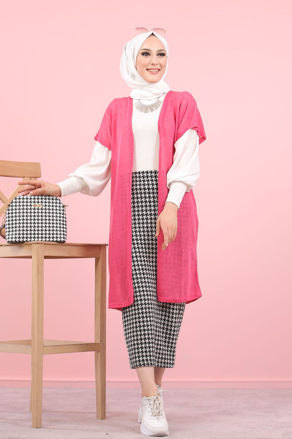 Yelek Etek Kombin Pembe - 8313 Pembe - 8313