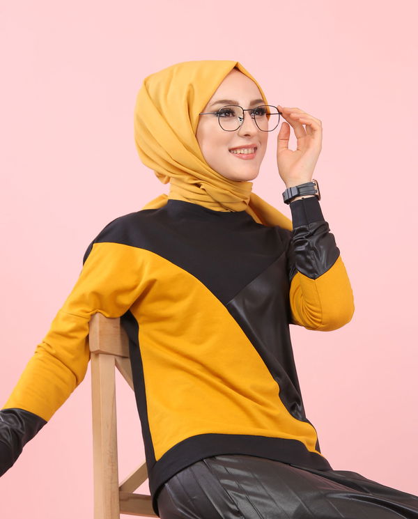 Plise Bluz Etek Siyah Bordo Siyah - 8311