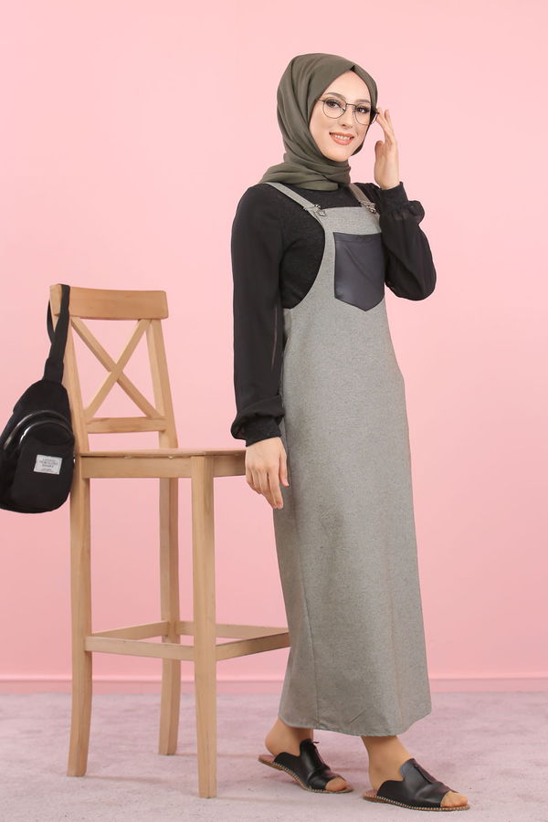 3006 Askılı Elbise Haki - 3006