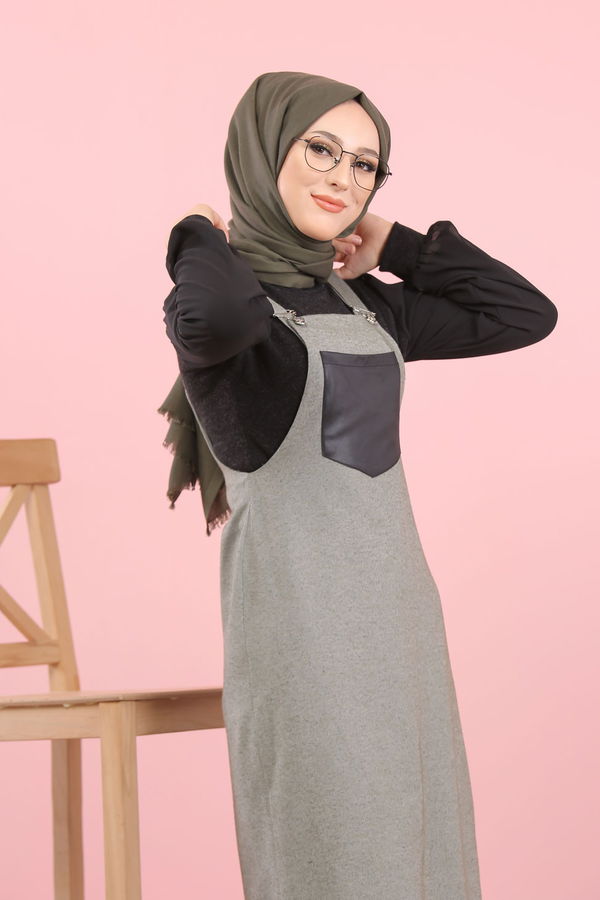 3006 Askılı Elbise Haki - 3006