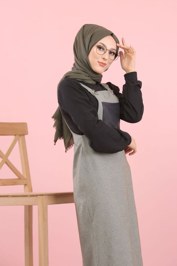 3006 Askılı Elbise Haki - 3006