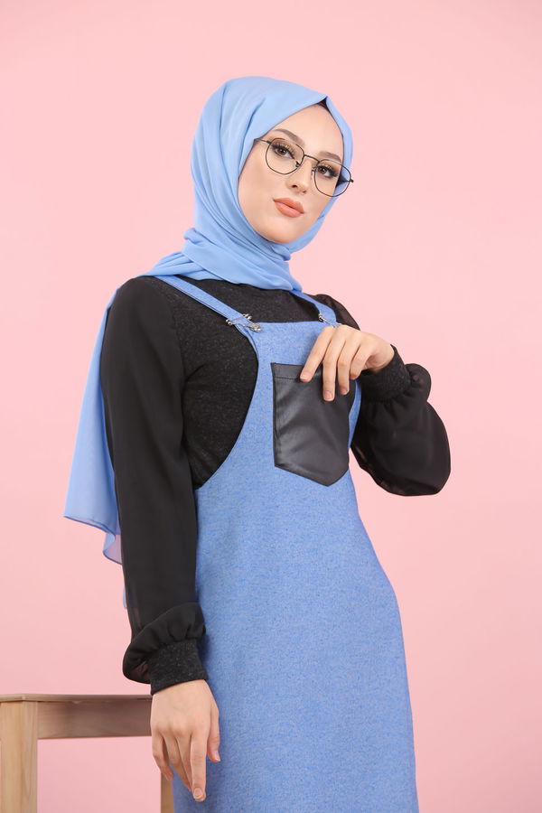 3006 Askılı Elbise Mavi - 3006